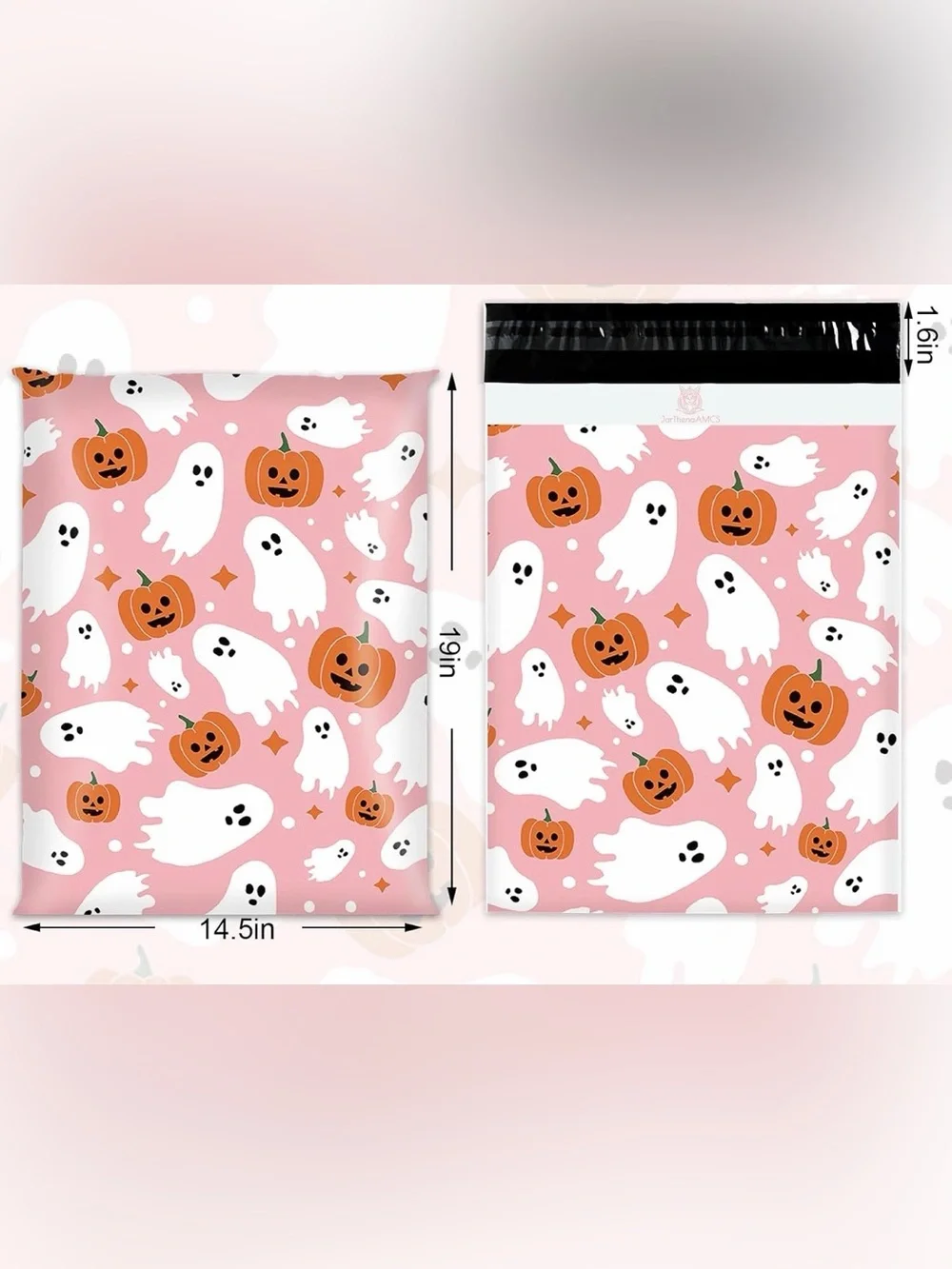 Pink Halloween Ghost & Pumpkin Poly Mailer Bags 14.5”x19” 10ct